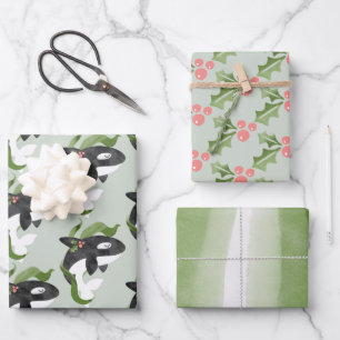 Papier d'enveloppement de Noël Orca Feuille plate 