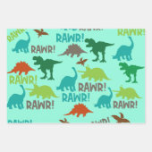 Papier d'enveloppement de Noël rétro Dinosaur - Vi (Devant 3)
