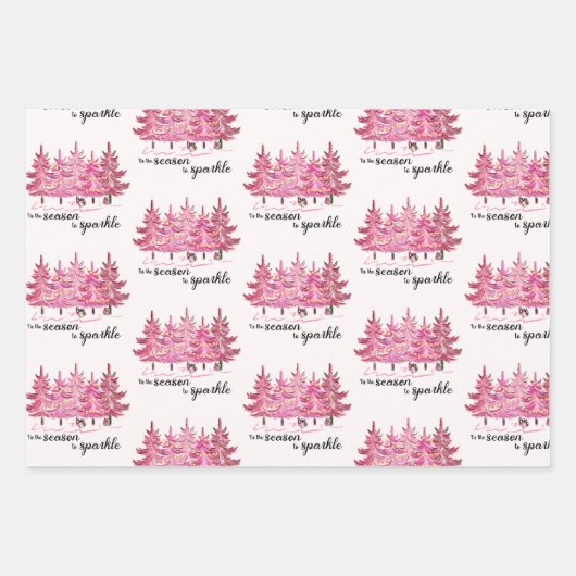 Papier d'enveloppement de Noël rose (Devant 3)