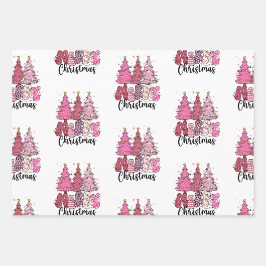 Papier d'enveloppement de Noël rose (Devant)