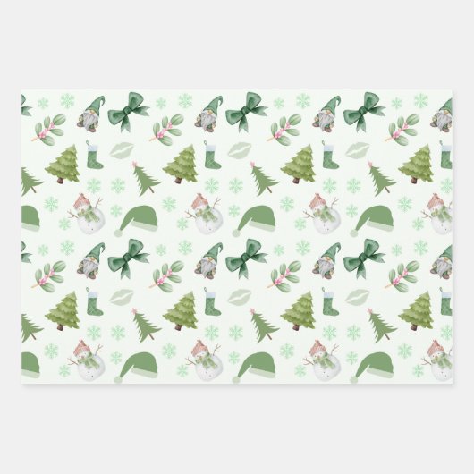 Papier d'enveloppement de Noël rose et vert (Devant 2)