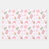 Papier d'enveloppement de Noël rose et vert (Devant)