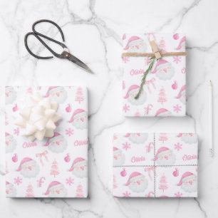 Papier d'enveloppement de Noël rose Preppy