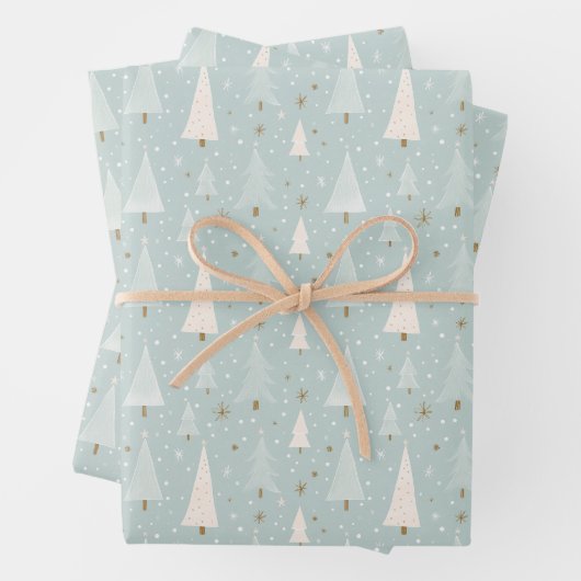 Papier d'enveloppement de Noël vert Sage (En situation)