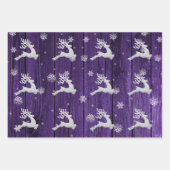 Papier d'enveloppement de rennes de Noël violet ru (Devant 2)
