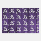 Papier d'enveloppement de rennes de Noël violet ru (Devant)