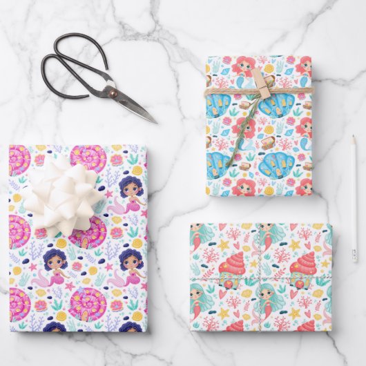 Papier d'enveloppement de sirènes mignonnes série  (Recto)