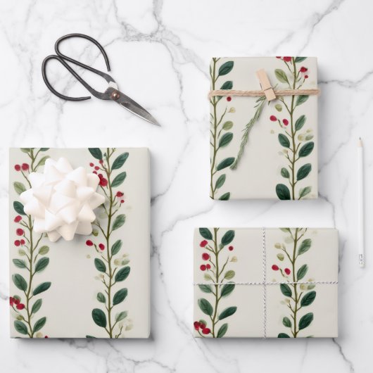 Papier d'enveloppement de verdure de vacances | Qu (Recto)