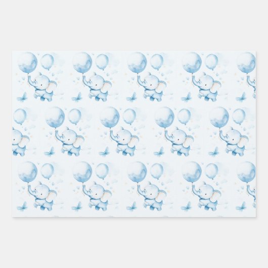 Papier d'enveloppement d'éléphant bleu Aquarelle (Devant)