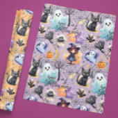 Papier d'enveloppement d'Halloween de charme orang