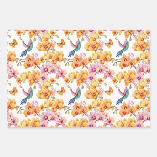 Papier d'enveloppement d'oiseaux Ensemble plat de (Devant)