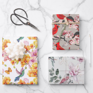 Papier d'enveloppement d'oiseaux Ensemble plat de 