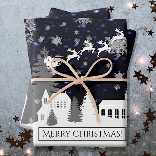 Papier d'enveloppement du village de Noël