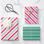 Papier d'enveloppement Festive Stripe Christmas<br><div class="desc">Ce papier d'emballage cadeau de vacances lumineux et festif présente un motif rayé de Noël rétro lumineux. La couleur arrière - plan peut être customisée.</div>