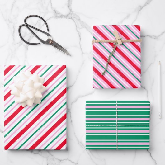 Papier d'enveloppement Festive Stripe Christmas (Recto)