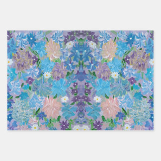 Papier d'enveloppement floral à Haze bleu