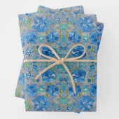Papier d'enveloppement floral de la fête bleue (En situation)