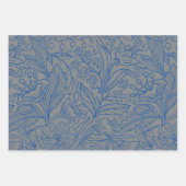 Papier d'enveloppement floral moderne gris bleu (Devant 2)