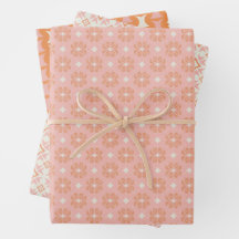 Papier d'enveloppement floral rose et orange