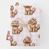 Papier d'enveloppement Goldendoodle rose (En situation)
