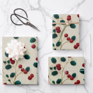 Papier d'enveloppement Holly Berry