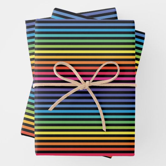 Papier d'enveloppement horizontal Arc-en-ciel noir (En situation)