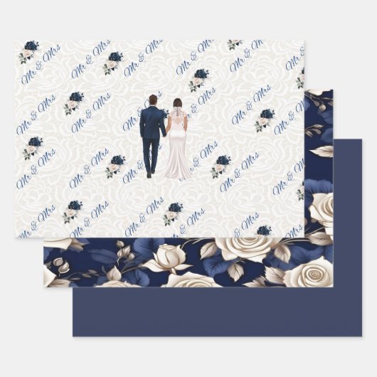 Papier d'enveloppement Mariage de M. & Mme Navy (Lot)