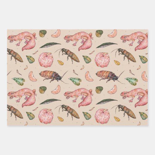 Papier d'enveloppement mignon avec Lizards et Roac (Devant)