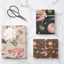 Papier d'enveloppement mignon avec Lizards et Roac