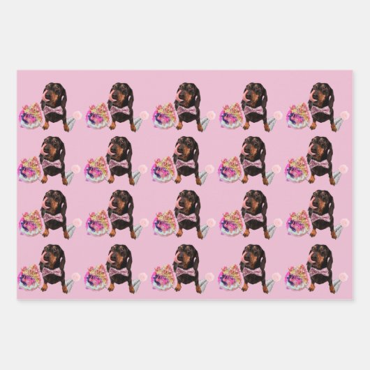 Papier d'enveloppement mignon Dachshund 48x73 cm (Devant)