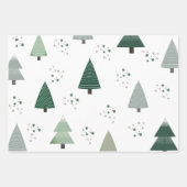 Papier d'enveloppement moderne des arbres de Noël (Devant)
