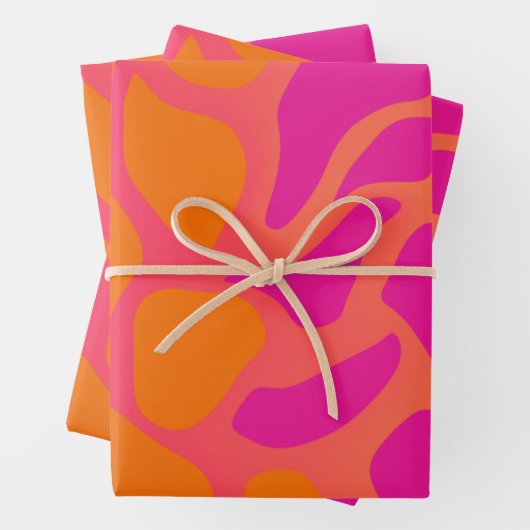 Papier d'enveloppement orange et rose chaud (En situation)