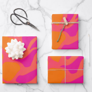 Papier d'enveloppement orange et rose chaud 