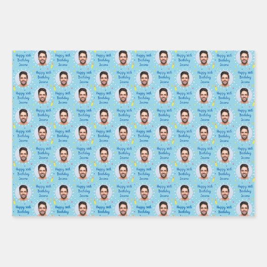 Papier d'enveloppement personnalisé Bleu coloré (Devant)