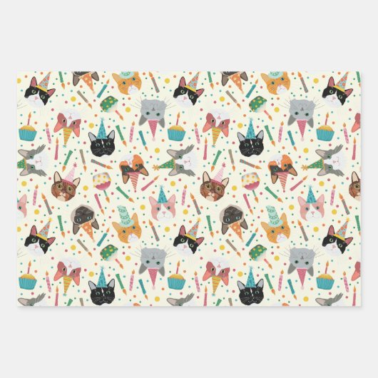 Papier d'enveloppement pour chats d'anniversaire ( (Devant 2)