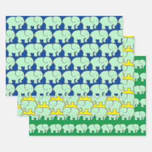 Papier d'enveloppement pour éléphants verts