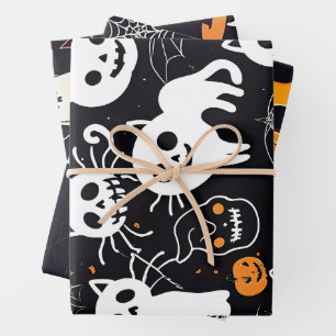 Papier d'enveloppement pour Halloween citrouille F