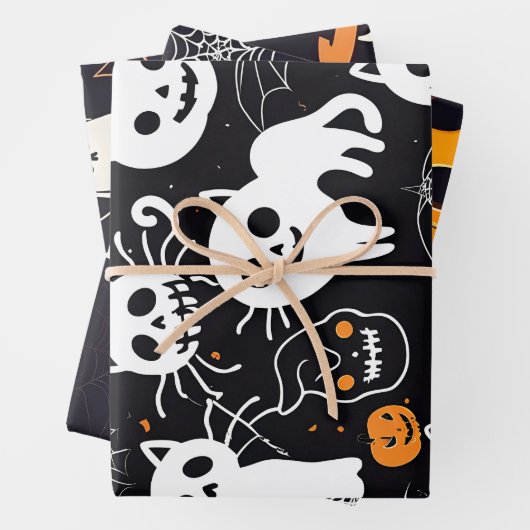 Papier d'enveloppement pour Halloween citrouille F (En situation)