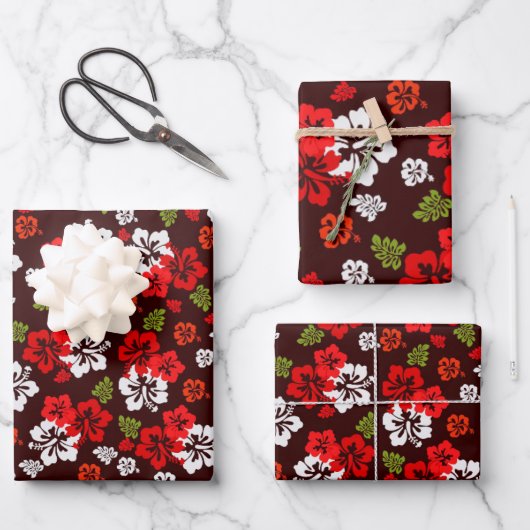 Papier d'enveloppement pour hibiscus de Noël hawaï (Recto)