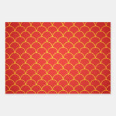 Papier d'enveloppement pour le nouvel an rouge or  (Devant 2)