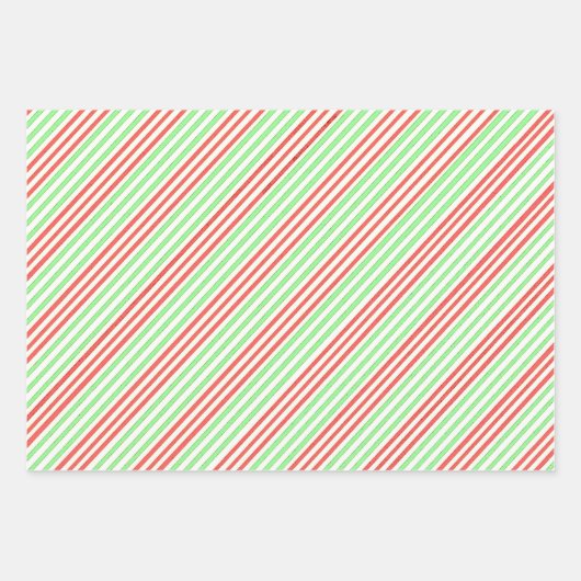 Papier d'enveloppement Red Green Stripes, Ensemble (Devant 3)