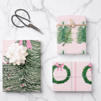 Papier d'enveloppement rose et préppyNoël - Aquare