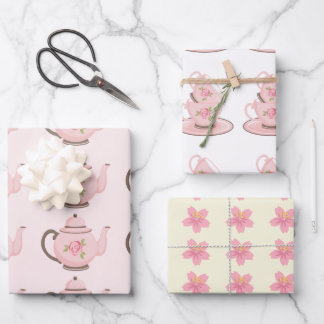 Papier d'enveloppement rose pour la tasse de thé d