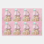 Papier d'enveloppement rose violet jaune fées (Devant 3)