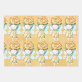 Papier d'enveloppement rose violet jaune fées (Devant)