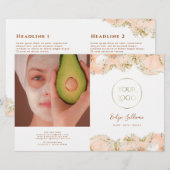 Papier dépliant biface au design marbré pêche (Devant / Derrière)