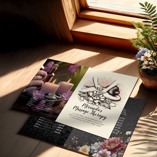 Papier Dépliant bifold Prix Thérapie de Massage Mains de 