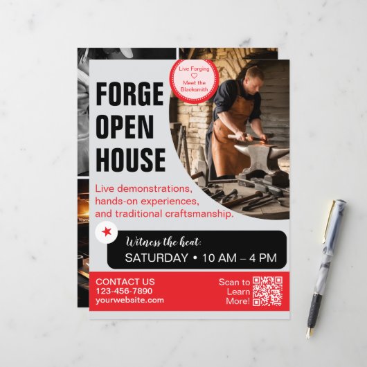 Papier Dépliant de forge ouverte Forgeron (Devant/Arrière en situation)