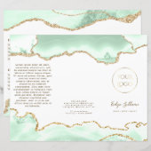 Papier Dépliant en agate vert écume de mer (Devant / Derrière)