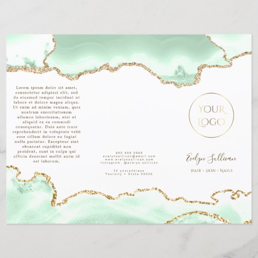 Papier Dépliant en agate vert écume de mer (Devant)